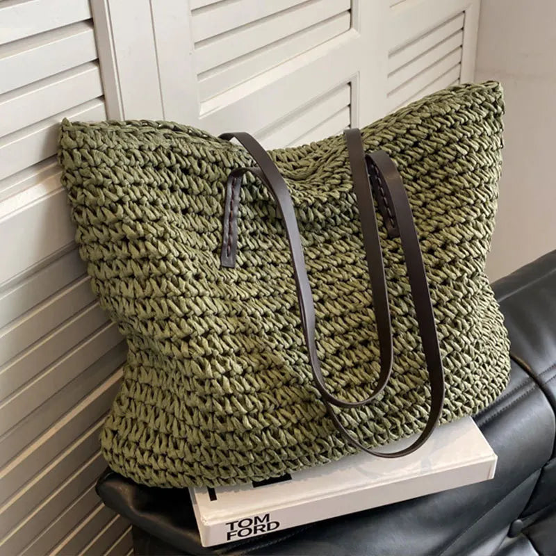 LUXURY STRAW WOVEN TOTE BAG