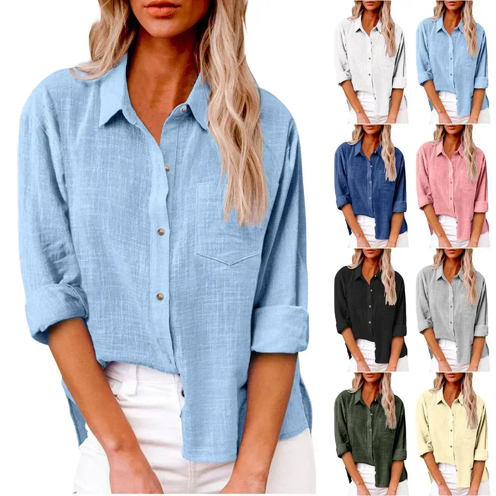 COTTON LINEN LONG SLEEVE TOP