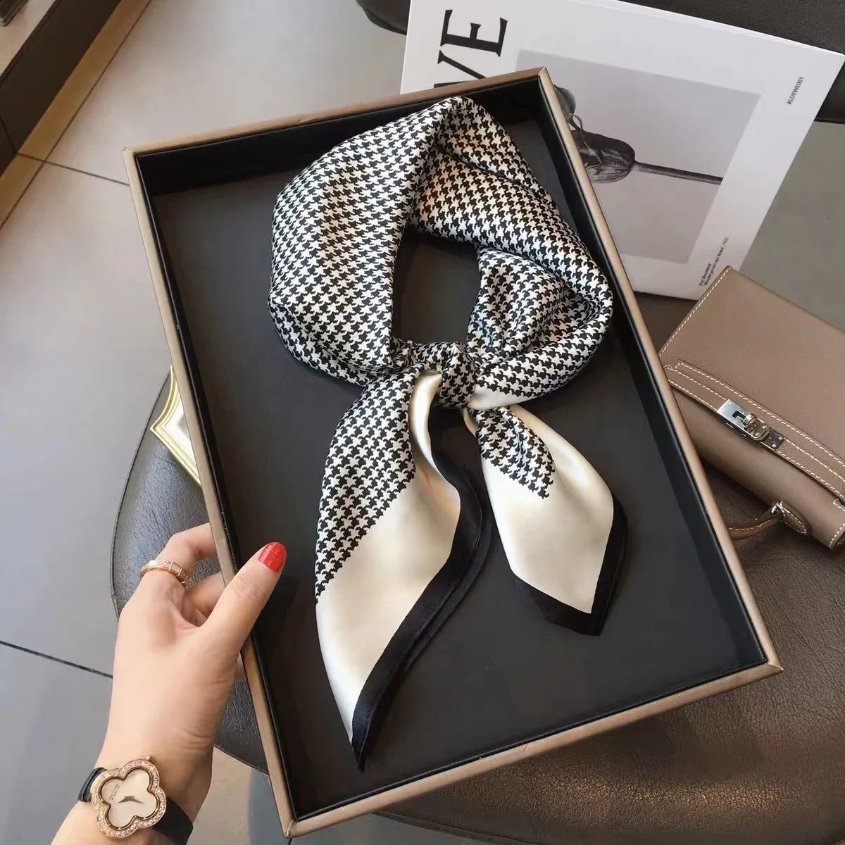NORDIC STYLE FAUX SILK SQUARE SCARF