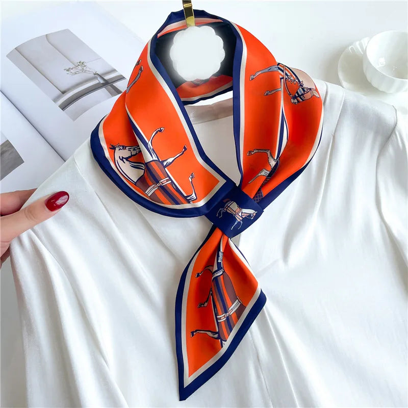 SATIN SILK PRINT NECKERCHIEF SCARF