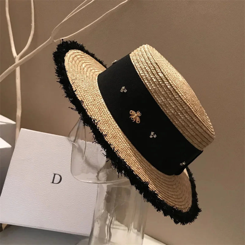SUMMER STRAW HAT FLAT TOP