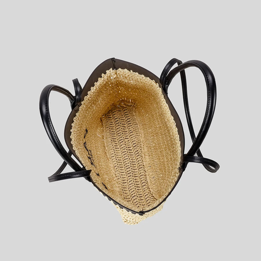 LUXURY PATCHWORK STRAW BAG FOR SUMMER BEACH