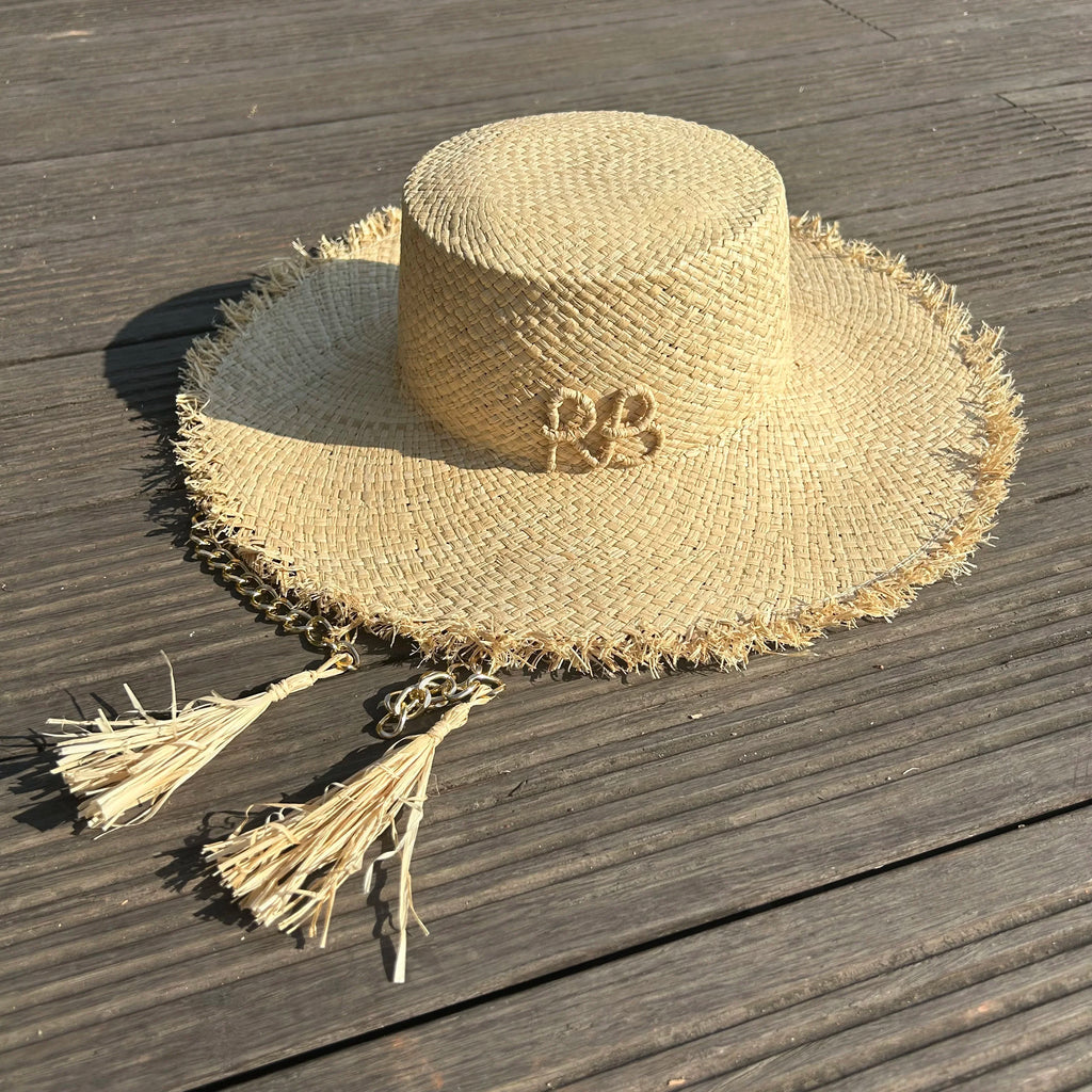 PANAMA HAT WITH PEARLS WIDE BRIM ANTI-UV