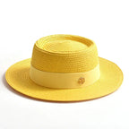 WOMEN’S STRAW SUN HAT WITH FLAT BRIM & RIBBON Test