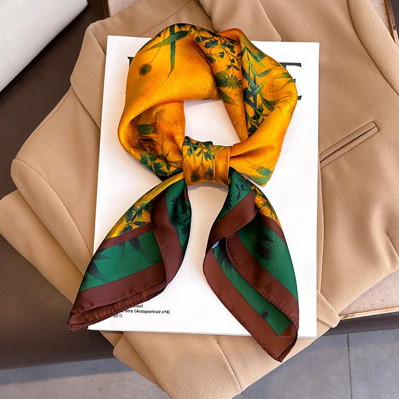 LUXURY PLAID SILK-LIKE SQUARE SCARF