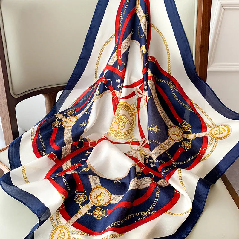 LUXURY PLAID SILK-LIKE SQUARE SCARF