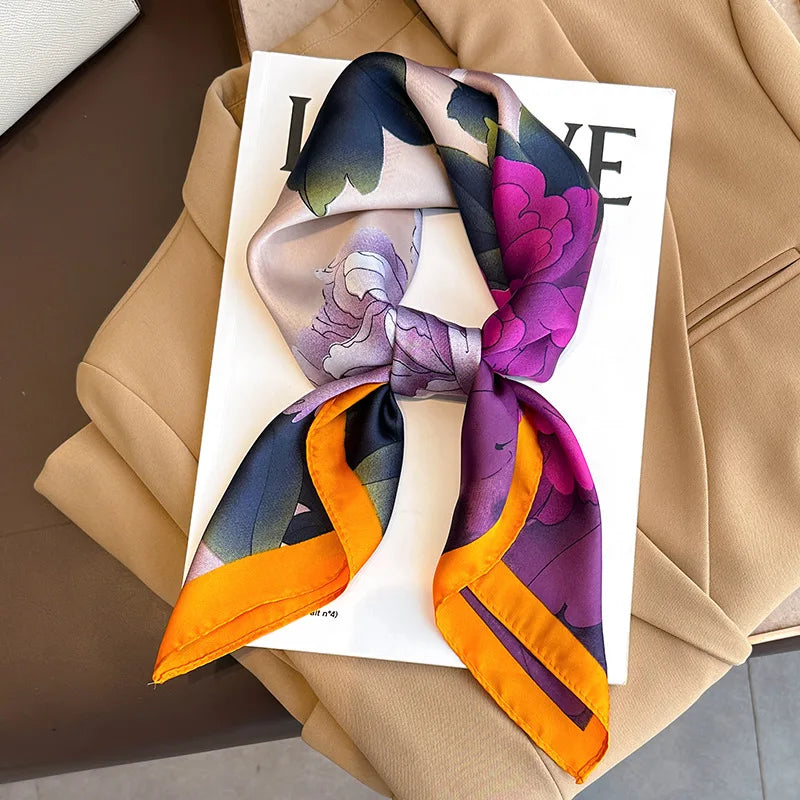 LUXURY PLAID SILK-LIKE SQUARE SCARF
