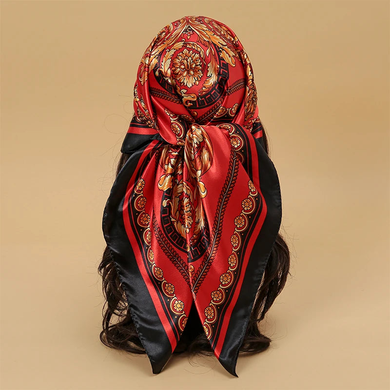 SATIN PRINT MULTIFUNCTIONAL SQUARE SCARF