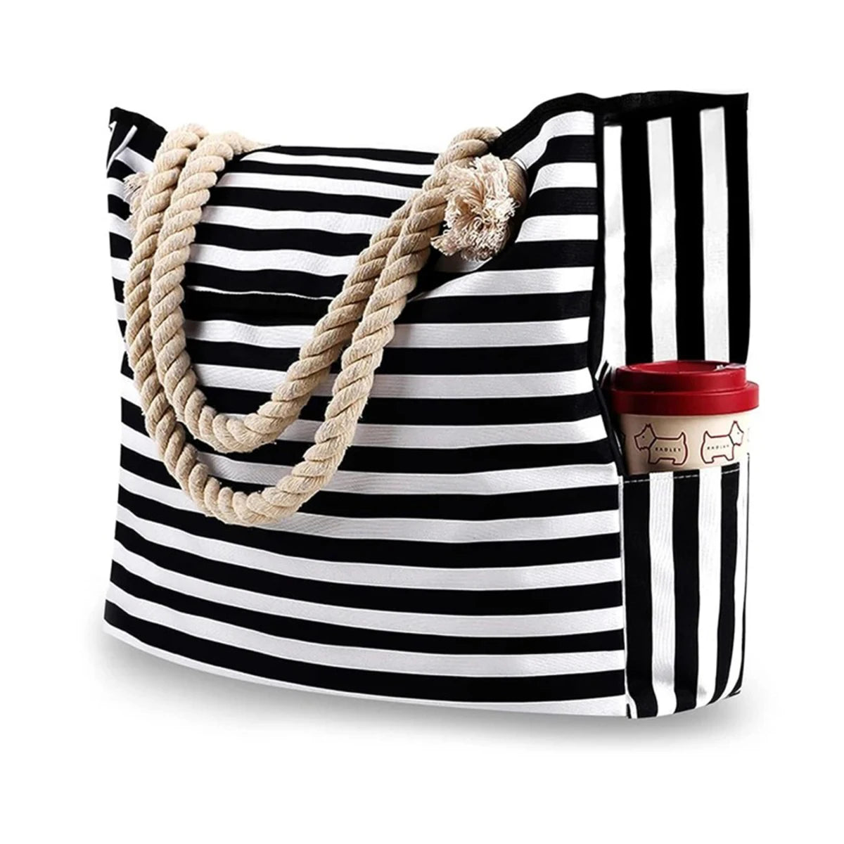STRIPED BEACH BAG, FOLDABLE, LIGHTWEIGHT AND WATER RESISTANT