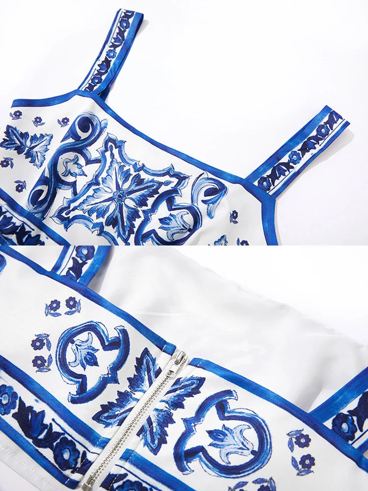 UMMER BLUE & WHITE PORCELAIN TWO-PIECE SET