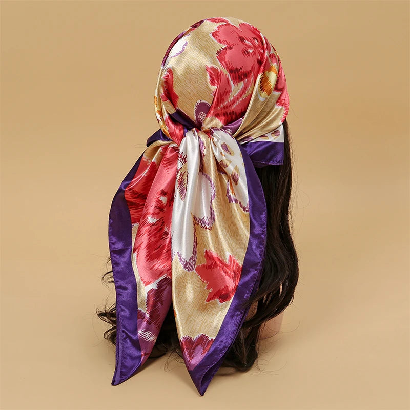 SATIN PRINT SQUARE SCARF