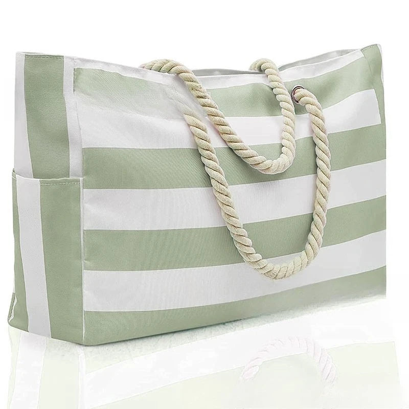 STRIPED CANVAS BEACH STORAGE BAG