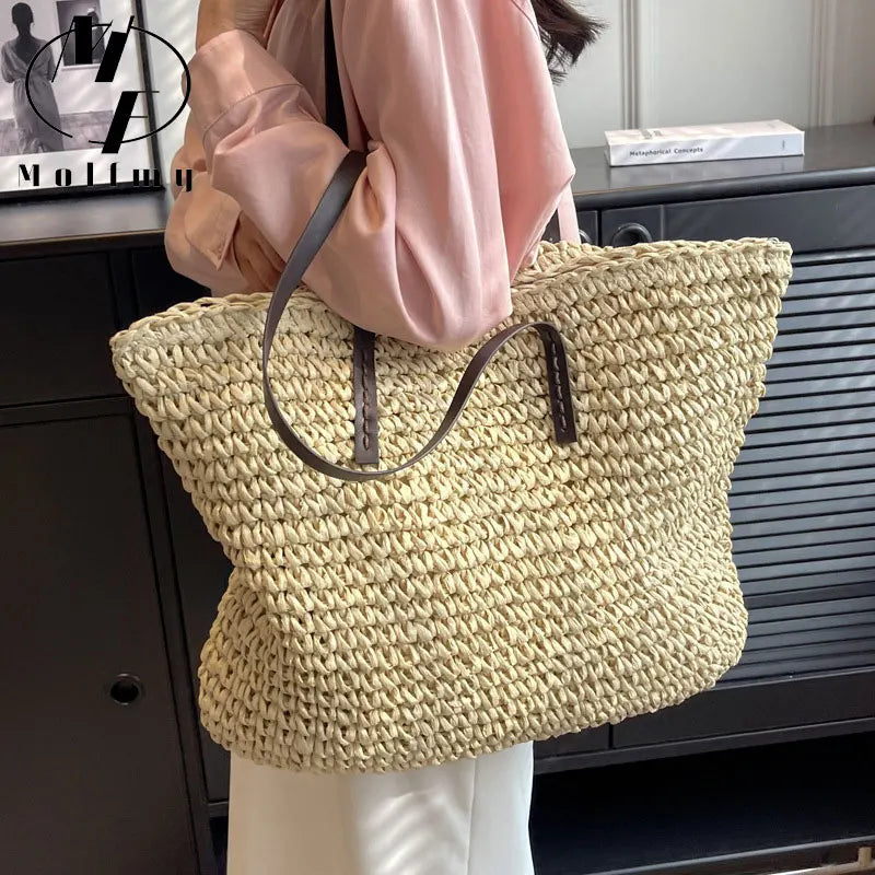 LUXURY STRAW WOVEN TOTE BAG