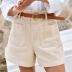 HIGH WAIST CASUAL SHORTS WITH BELT Test