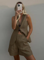 WOLFEEL CASUAL COTTON AND LINEN SET - VEST AND SHORTS Test
