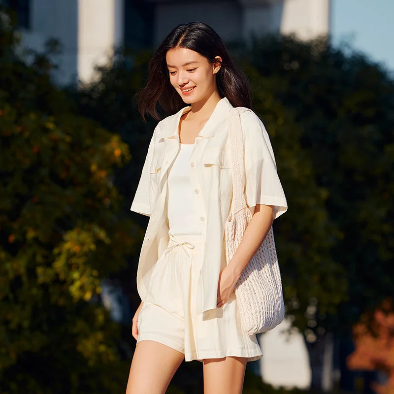 MID-LONG TEXTURED TOP & SHORTS SET