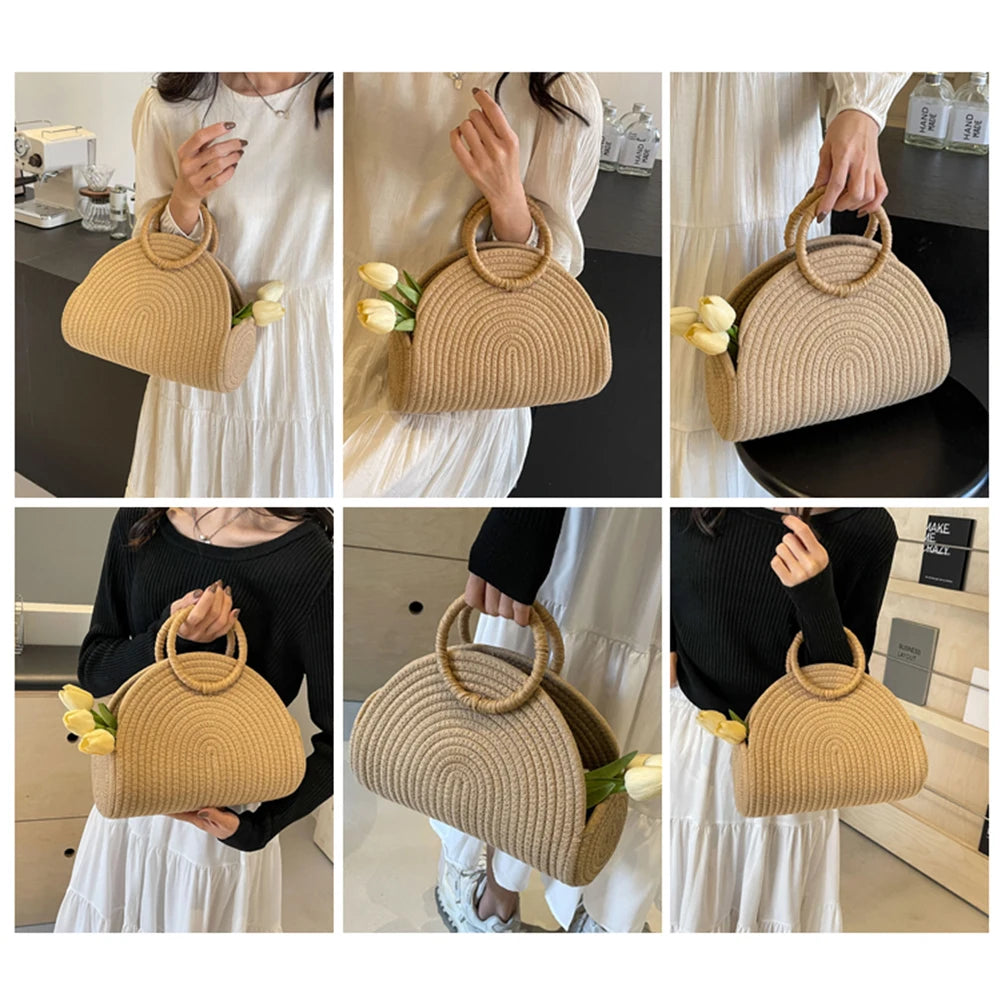 COTTON ROPE WOVEN CIRCULAR PURSE