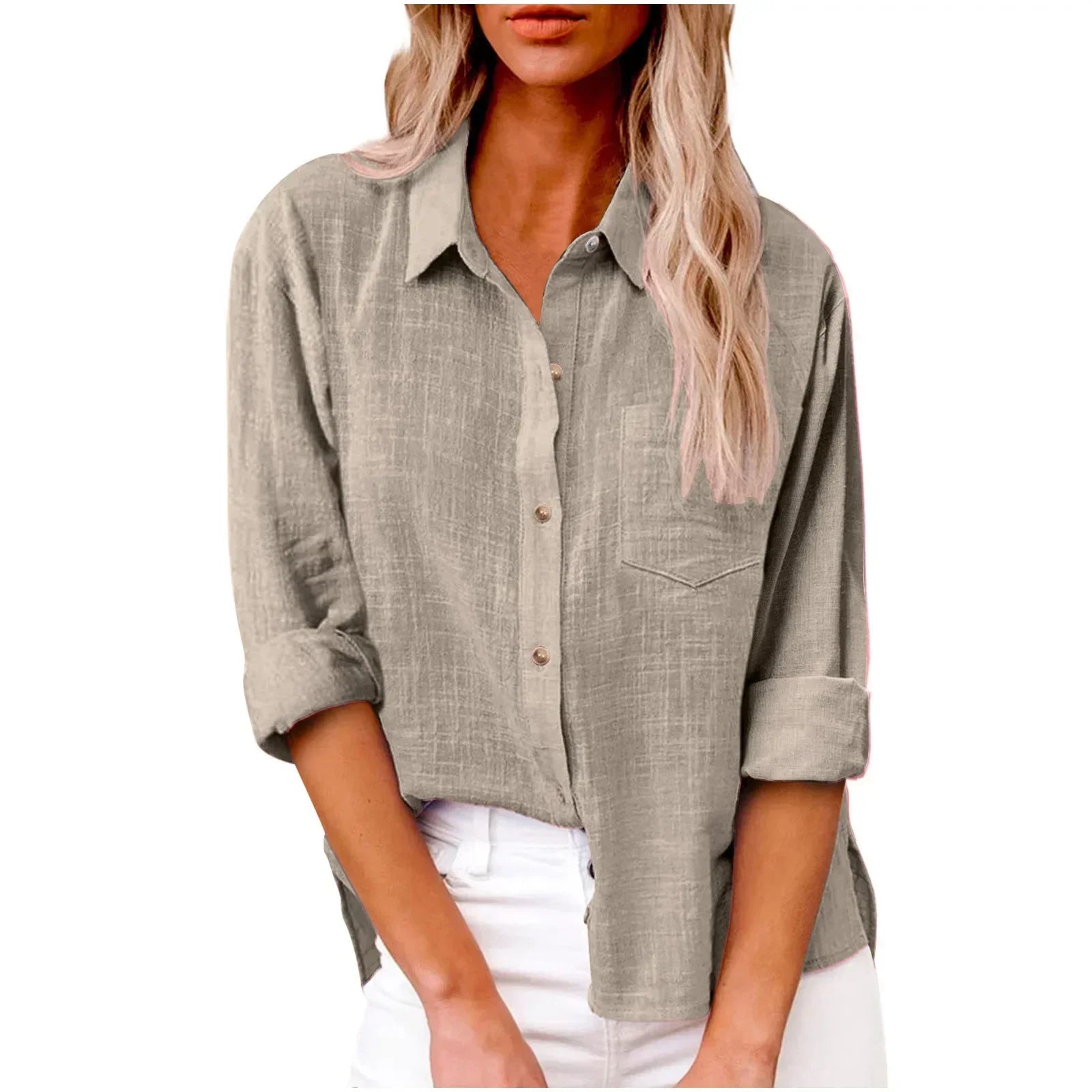 COTTON LINEN LONG SLEEVE TOP