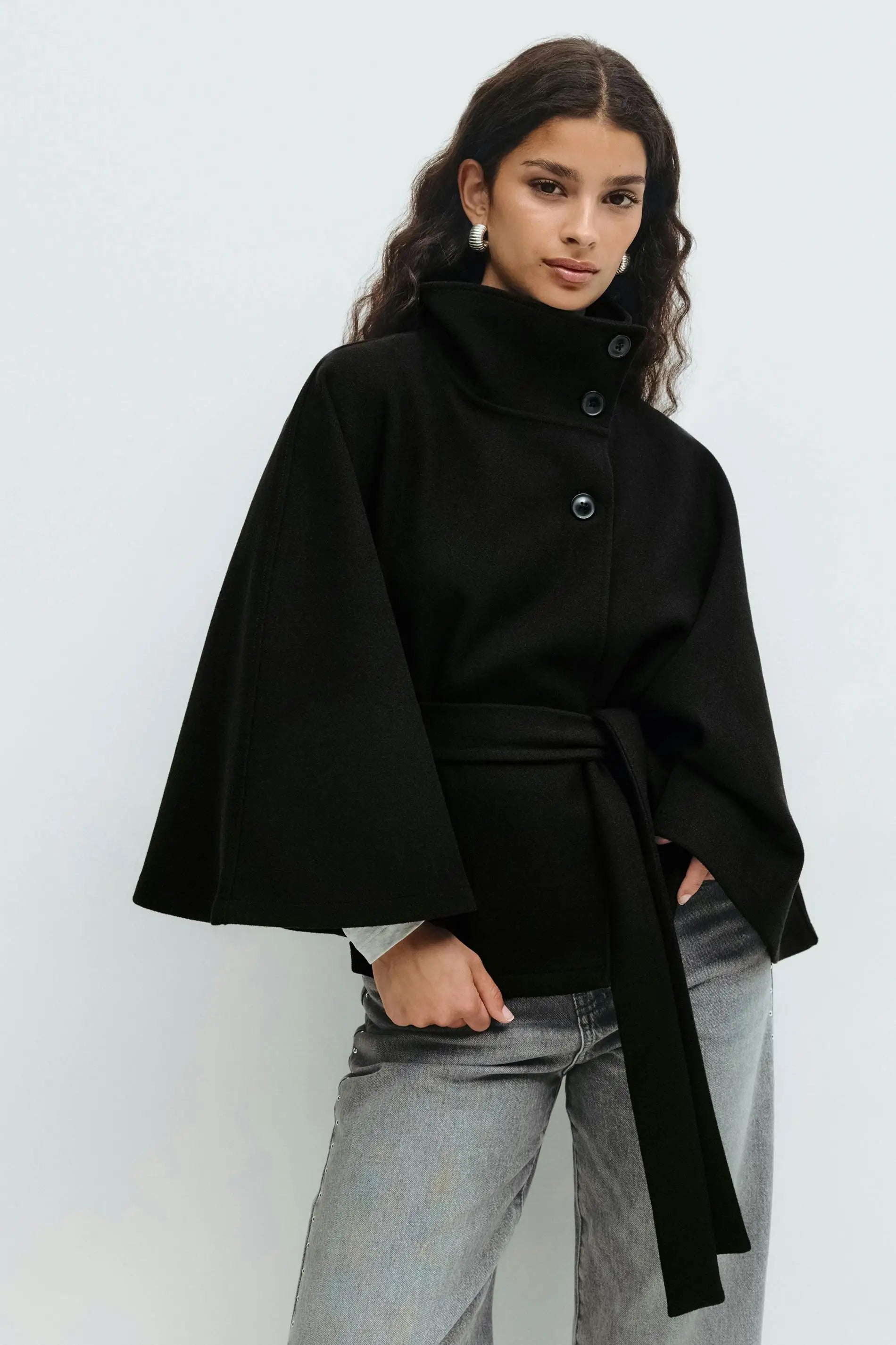 VINTAGE CAPE JACKET WITH BELT