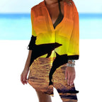 MARINE THEMED LOOSE LONG BLOUSE SOLELII