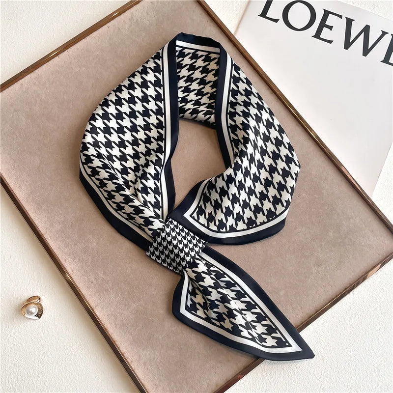 SATIN SILK PRINT NECKERCHIEF SCARF