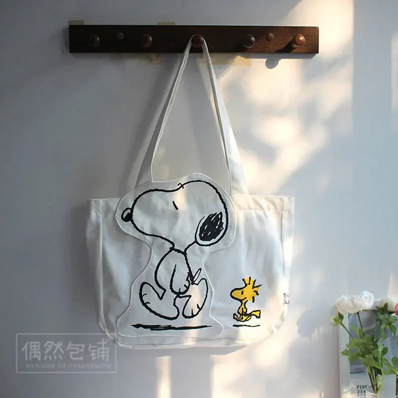 SNOOPY PRINT CANVAS CROSSBODY BAG