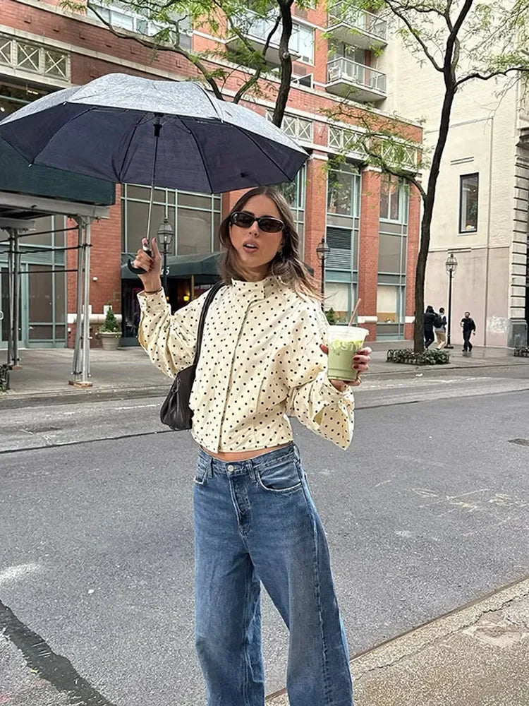 POLKA DOT SLIM-FIT ZIPPER JACKET