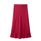 WOMEN’S HIGH WAIST SATIN MIDI SKIRT SOLELII