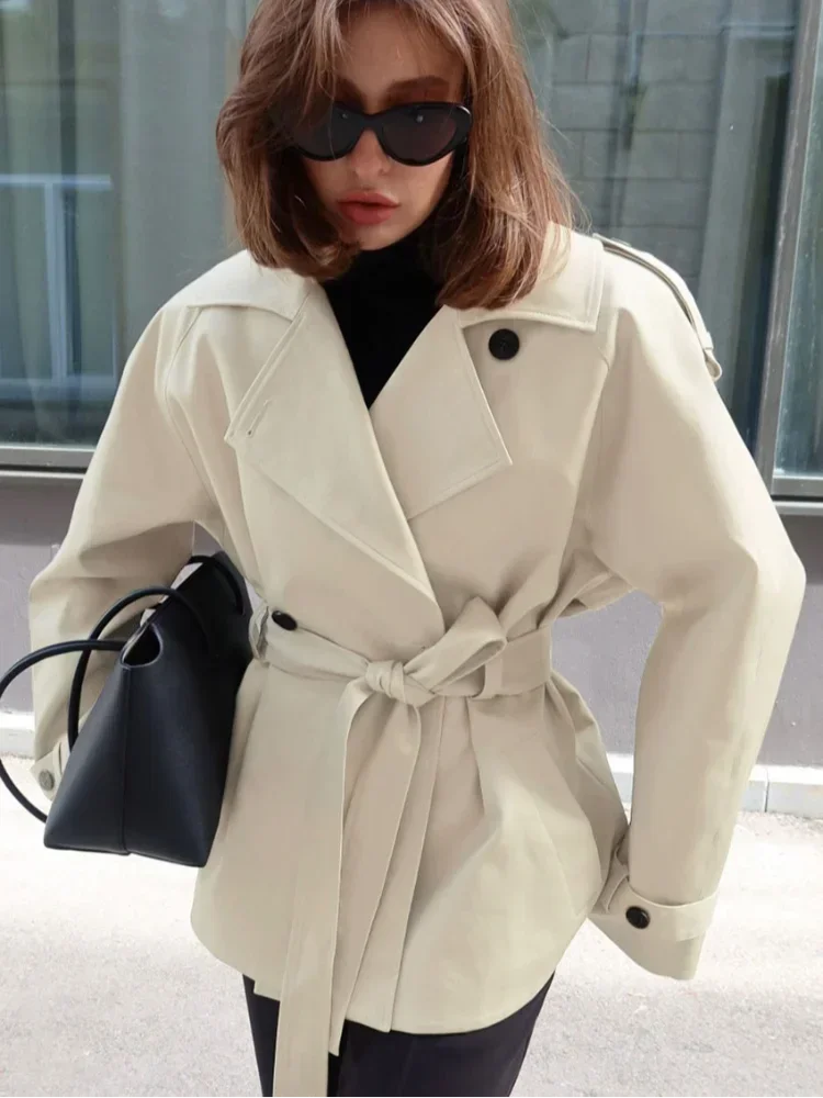 CROPPED TRENCH COAT WITH BELT