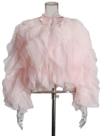 RUFFLED CHIFFON BLOUSE WITH LANTERN SLEEVES SOLELII