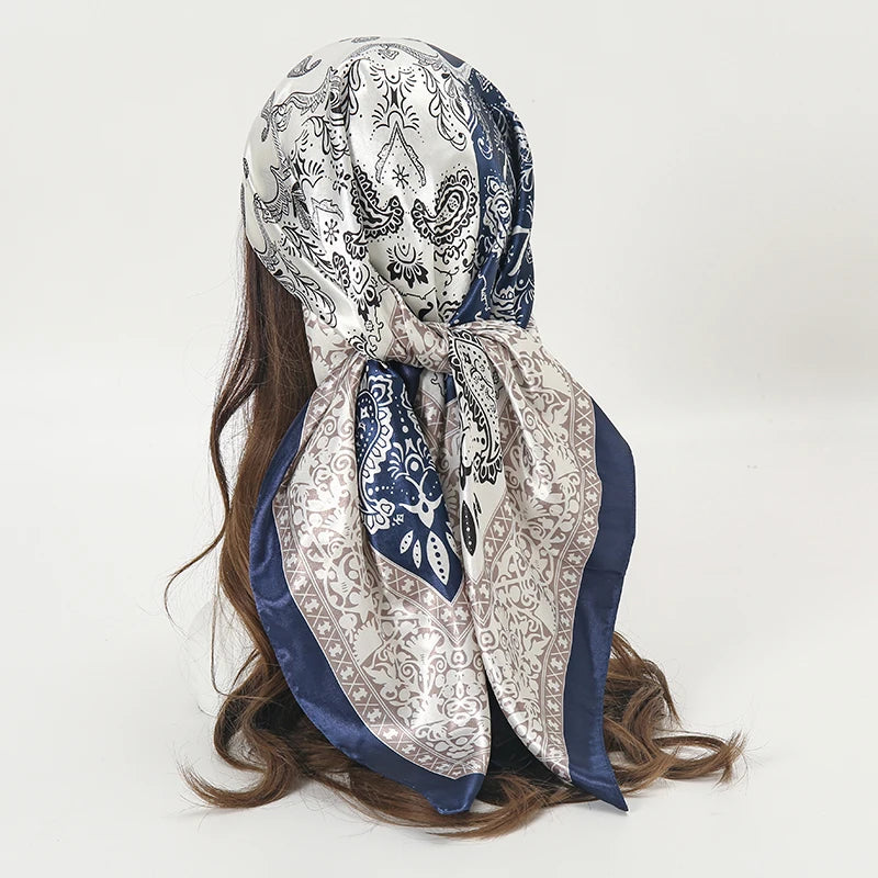 SATIN PRINT MULTIFUNCTIONAL SQUARE SCARF