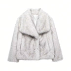FAUX FUR COAT WITH LAPEL COLLAR SOLELII