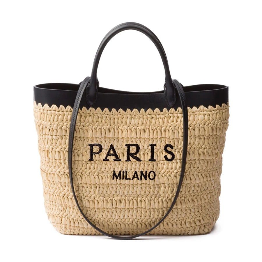 LUXURY PATCHWORK STRAW BAG FOR SUMMER BEACH