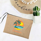 LINEN TRAVEL CLUTCH WITH ZIPPER SOLELII