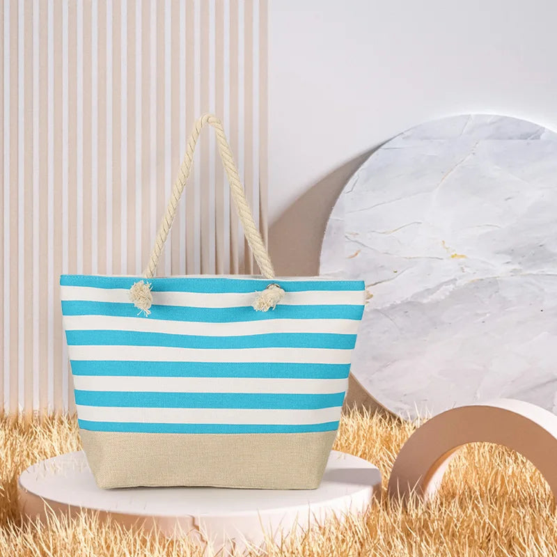 LARGE STRIPED BEACH BAG