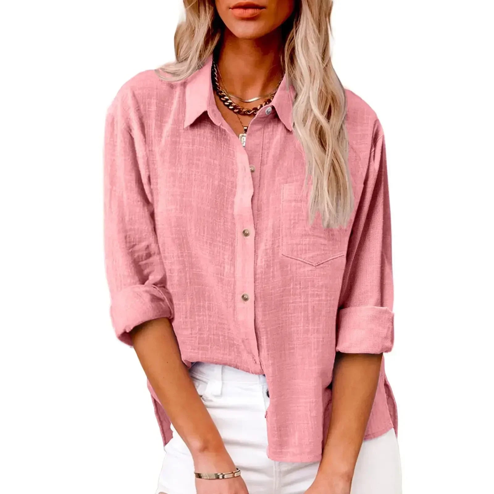 COTTON LINEN LONG SLEEVE TOP