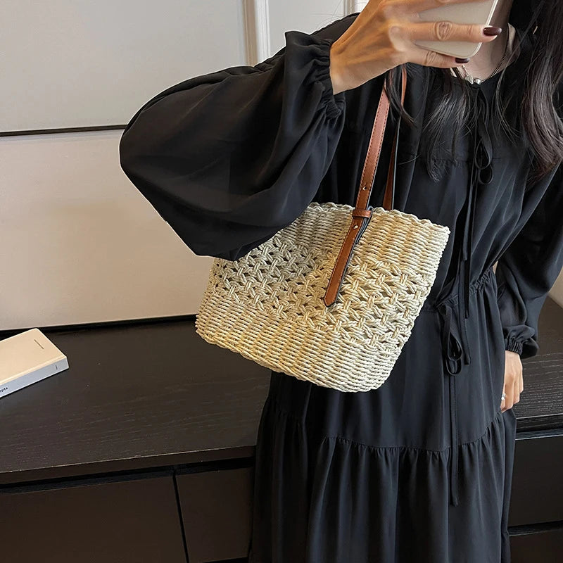 BOHEMIAN RATTAN WOVEN TOTE BAG