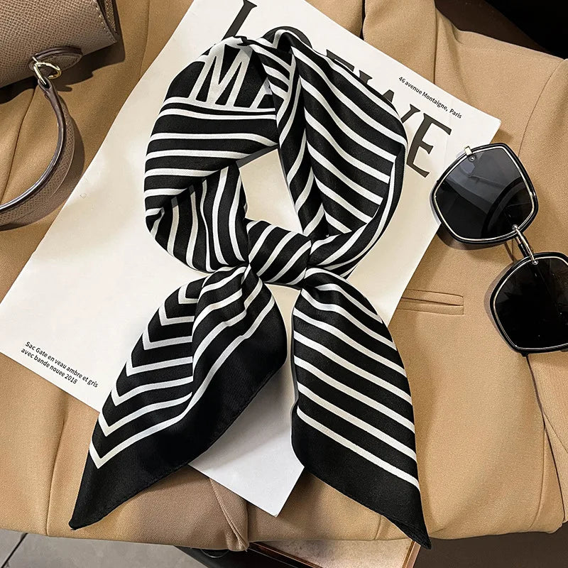 LUXURY PLAID SILK-LIKE SQUARE SCARF