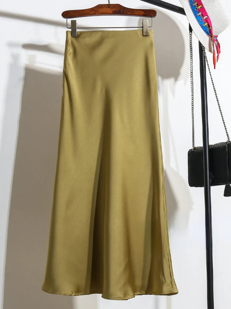 KOREAN SATIN FISHTAIL HIGH WAIST SKIRT
