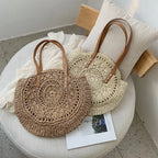 VINTAGE ROUND BEACH STRAW BAG SOLELII