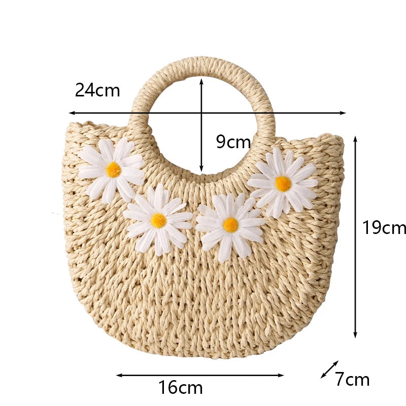HANDWOVEN HALF-MOON STRAW BASKET BAG