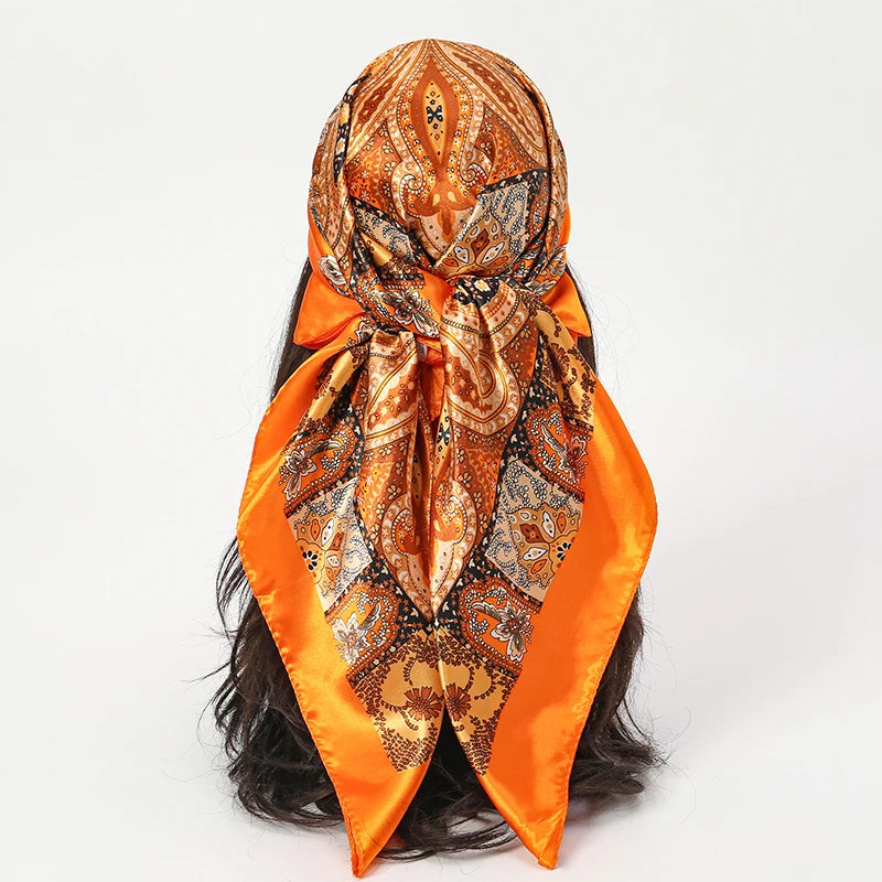 SATIN PRINT MULTIFUNCTIONAL SQUARE SCARF