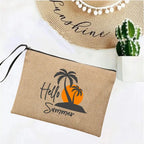 LINEN TRAVEL CLUTCH WITH ZIPPER SOLELII