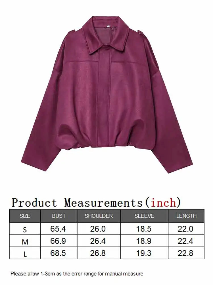 WOMEN'S FAUX SUEDE LOOSE BOMBER JACKET WITH ZIPPER