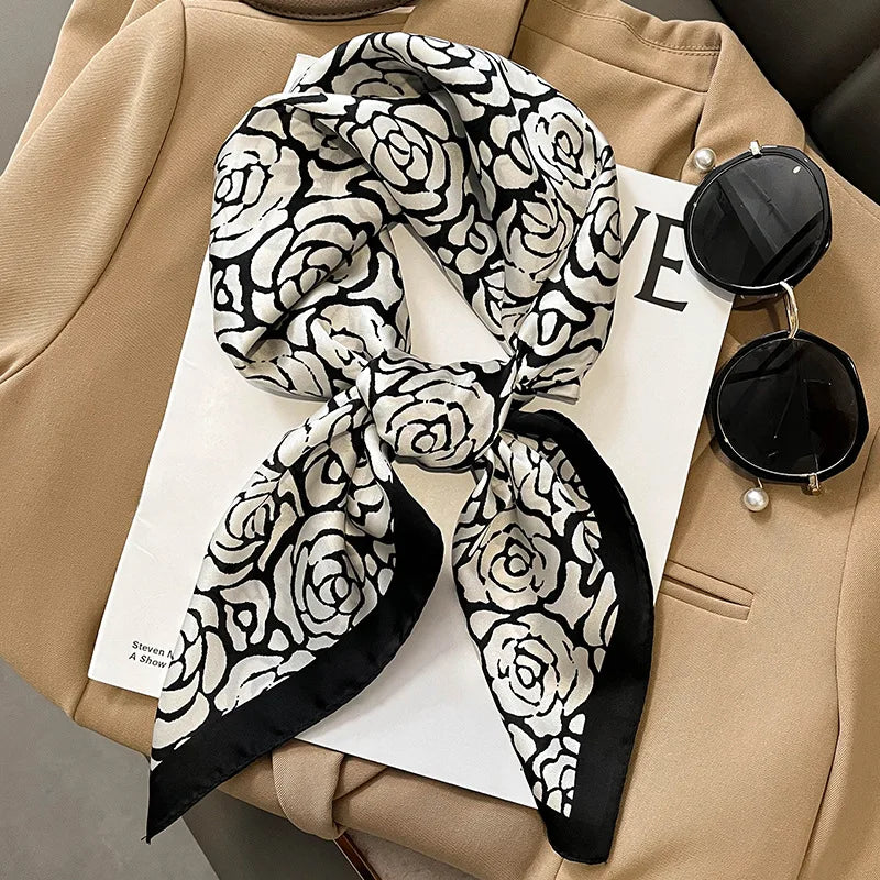 LUXURY PLAID SILK-LIKE SQUARE SCARF