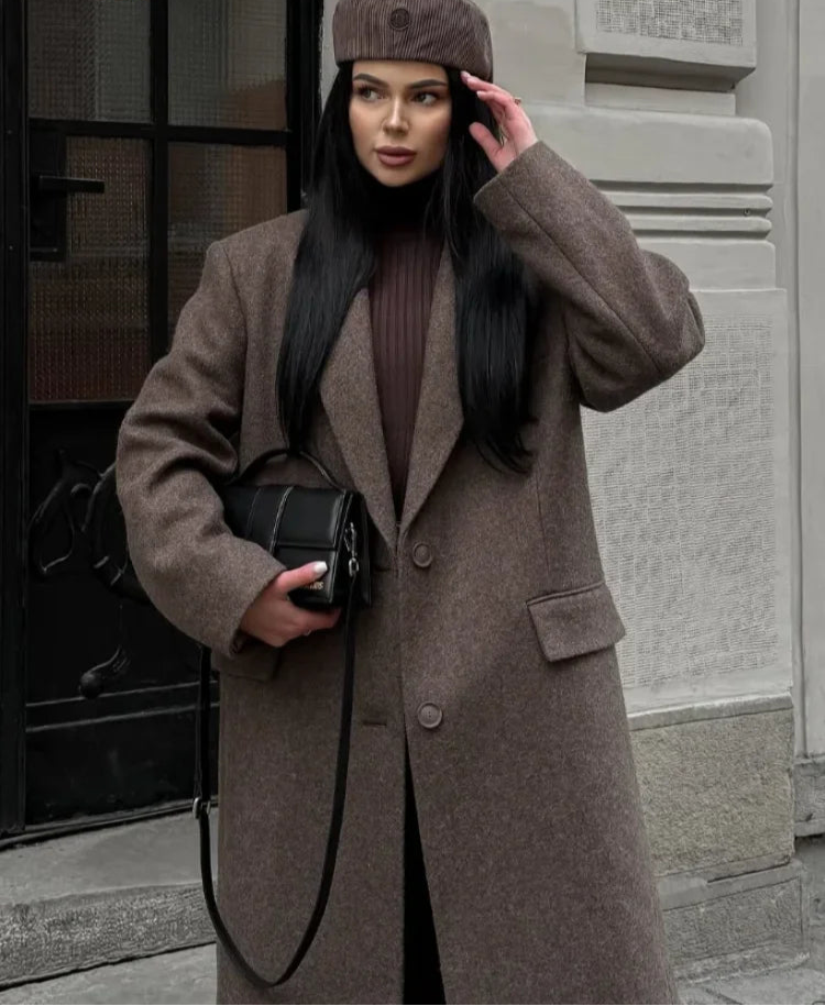 WOMEN'S WOOL BLEND SHOULDER PAD COAT