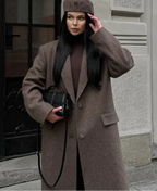 WOMEN'S WOOL BLEND SHOULDER PAD COAT SOLELII