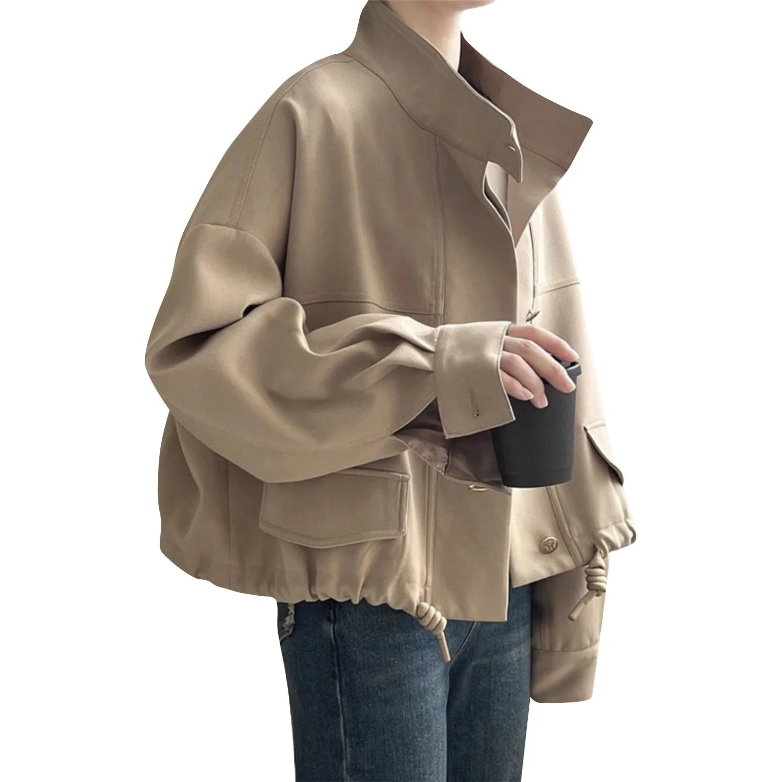 WOMEN'S SOLID COLOR CROPPED JACKET