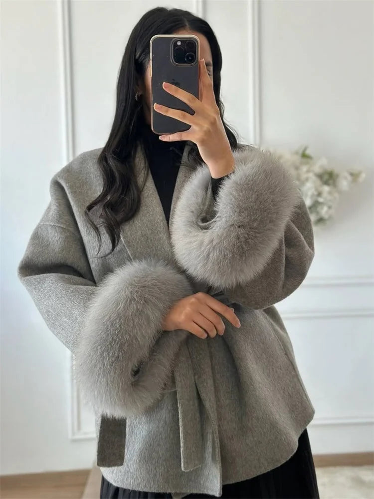 SHORT WOOL OVERCOAT WITH BELT