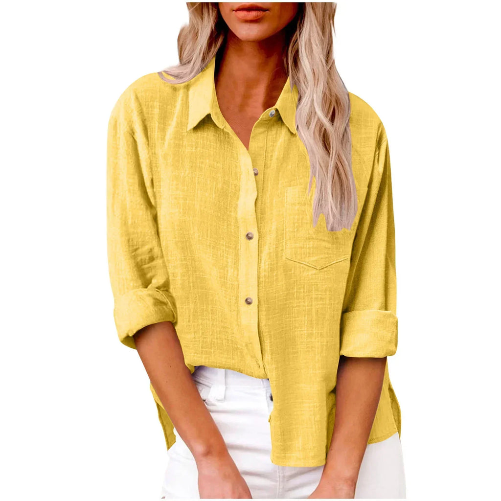 COTTON LINEN LONG SLEEVE TOP